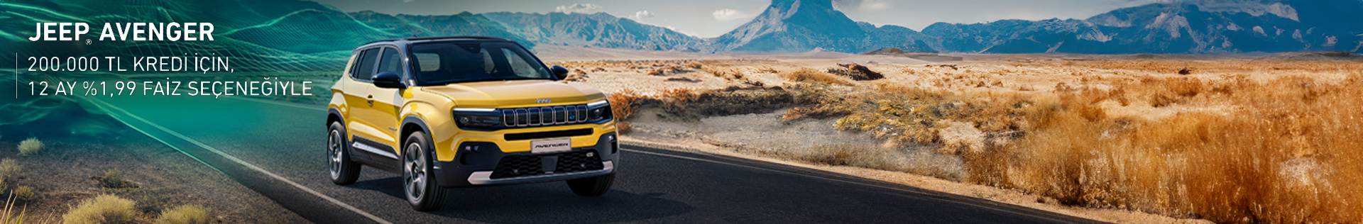 Jeep Avenger, 200.000 TL Kredi İçin, 12 Ay, %1,99 Faiz Seçeneği ile