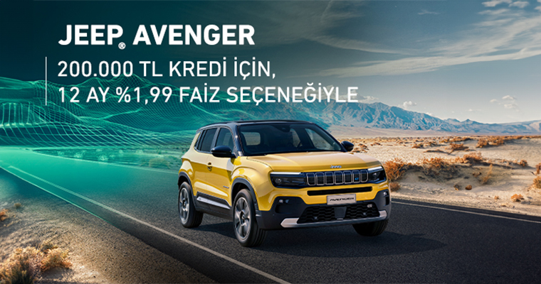 Jeep Avenger, 200.000 TL Kredi İçin, 12 Ay, %1,99 Faiz Seçeneği ile